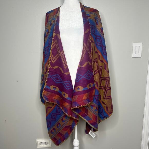 Eddie Bauer Multicolor Aztec Southwestern Vesper Blanket Shawl Wrap Blanket OS - Picture 2 of 7